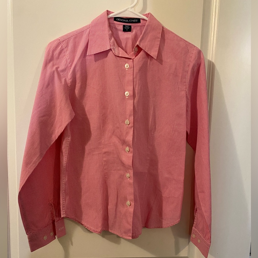 Devon & Jones Pink & White Checked Button-Up Shirt